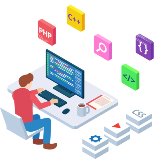 Digiponix expert web developer coding a custom website with PHP, C++, and CMS tools